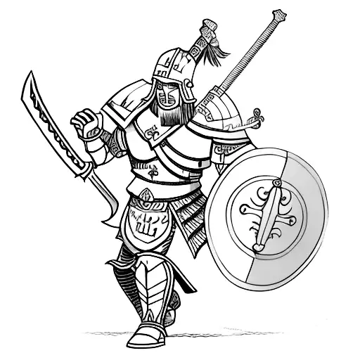 Trojan Warrior With Sword And Helmet Simple
