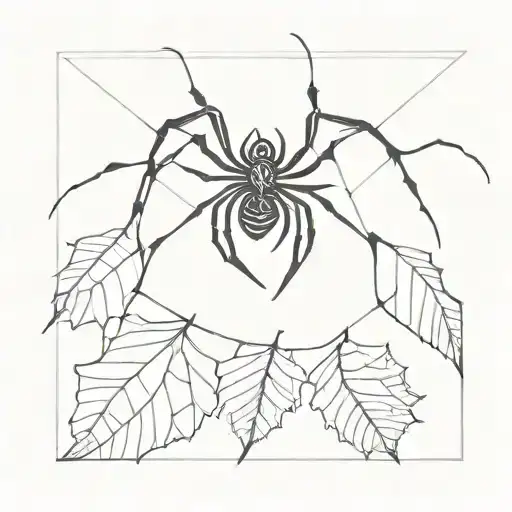 A Spider Weaving A Web That Becomes An Oak Leaf