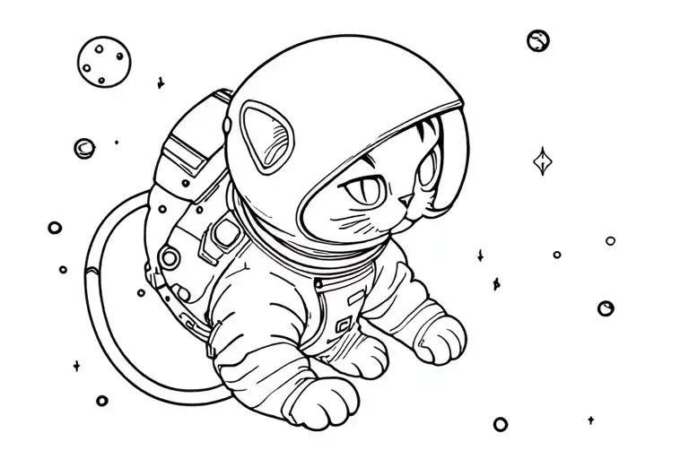 Cat In Space With Astronaut