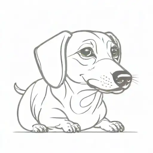 Simplistic Weiner Dog Face With Tongue Sticking Out To The Side