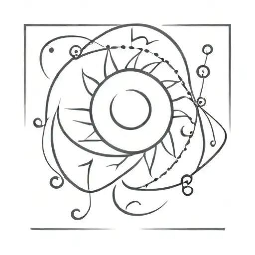 A Minimalist Tattoo Of A Sun With Musical Notes Swirling Around It