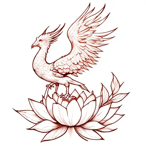 Phoenix Rising From Lotus Flower