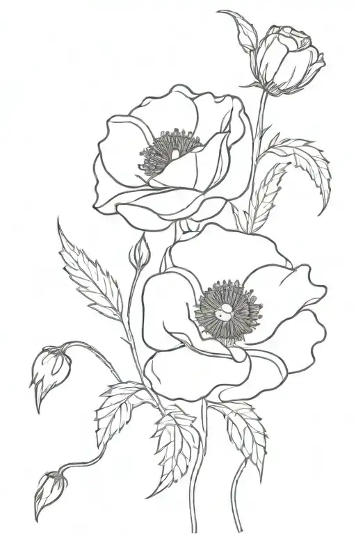 Poppy Flower And Rose Growing