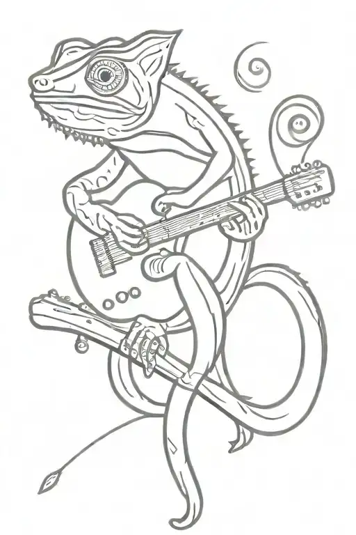 Chameleon Playing Guitar