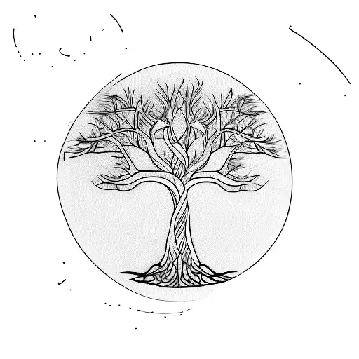 Tree Of Life With Lines And Dots