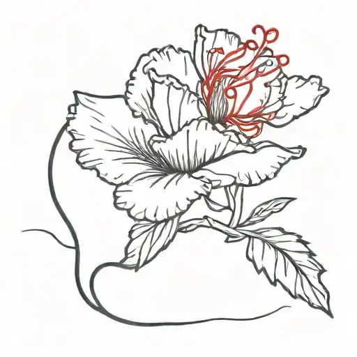 Carnation Flower Tied With A Red String Of Fate On An Island In The Middle Of The Ocean