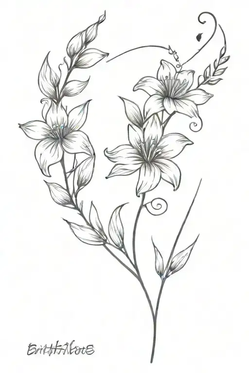 Birthflowers May With Music Notes On Spine Tattoo Design