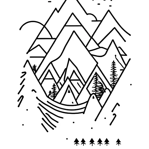 Mountains As The Main Topic And Including Small Wolf Long Tattoo For Forearm