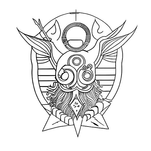 A Creative Minimalist Tattoo Design Combining Elements Of Greek Mythology And Justice