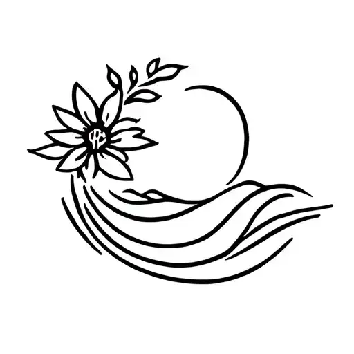 A Wave With A Lis Flower And A Sun I Want The Sun To Represent The O Of My First Name