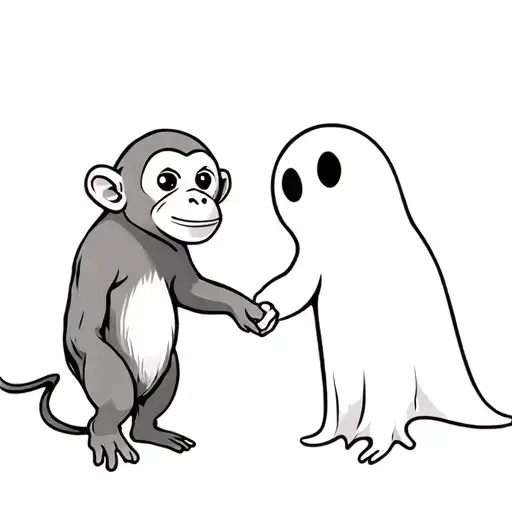 Monkey Holding Hands With Casper The Friendly Ghost Separately
