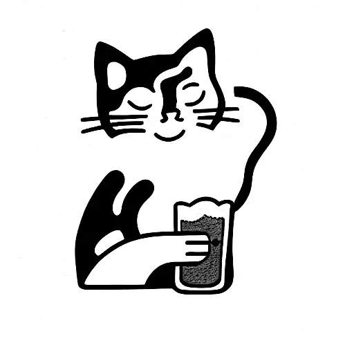 Cat With Beer And Cigarette