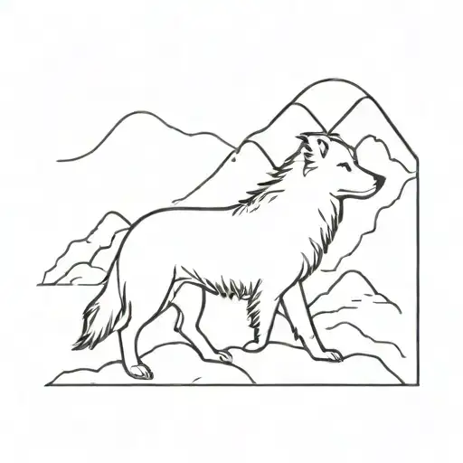 Mountain And Border Collie Outline
