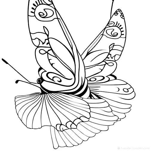 A Delicate Butterfly Design With Hidden Animal Shapes Within Its Wings