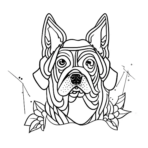 Dog Simple Lines Add Some Abstract Elements In The Background