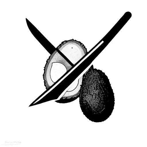 Half Avocado With A Sword
