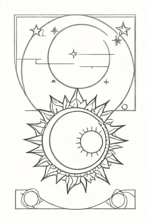 Moon And Sun Minimalist Thin Line