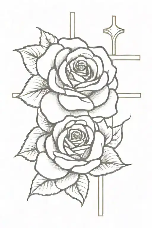 Cross And Rose With Handwriting
