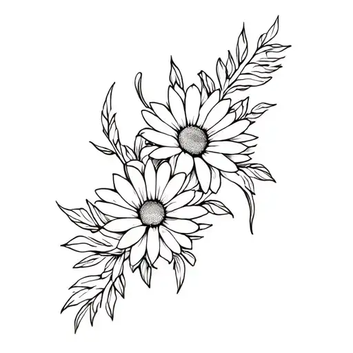 Daisy And Dahlia Flowers Intertwined