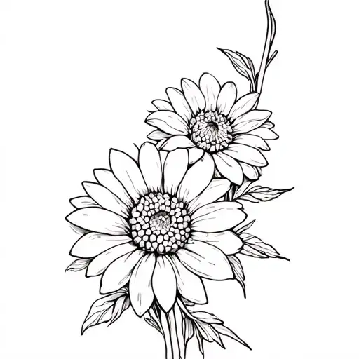 Daisy And Dahlia Flowers Intertwined
