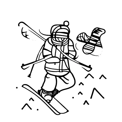 A Minimalist Tattoo Of A Skier Carving Down A Mountain Slope