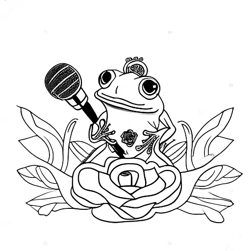 Frog Holding A Microphone With Angel Wings And Surrounded By Roses