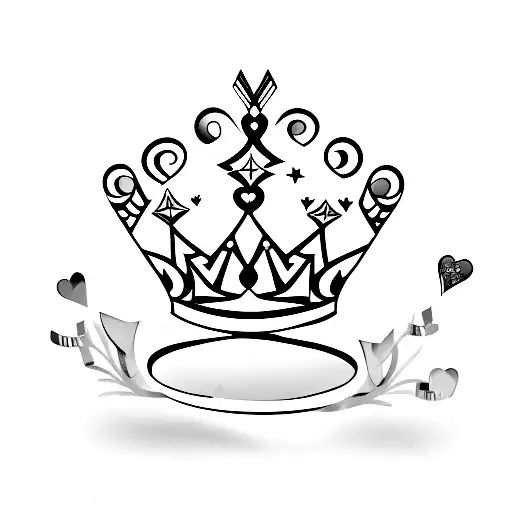 Closed Heart With Diamonds And A Crown