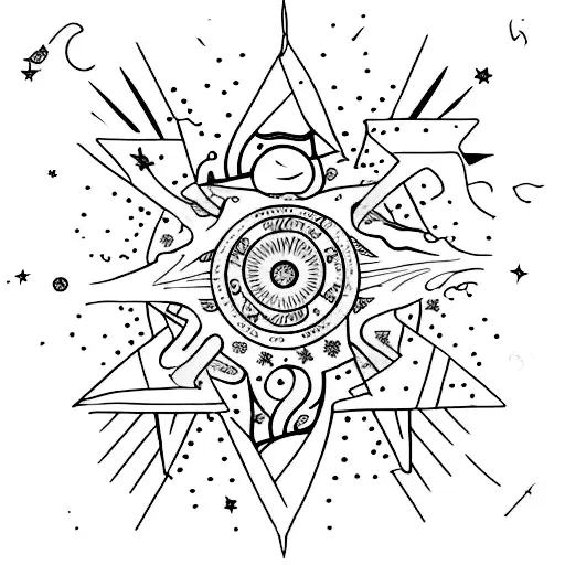 Tarot Card Featuring A Minimalist Design Of A Starry Night Sky