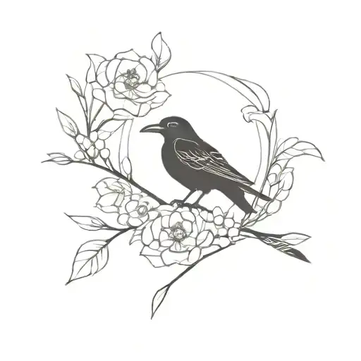 Flower And Raven
