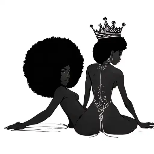 Black Girl With A Afro And Crown Sitting With Her Knees To Her Chest And Covering Her Upper Body