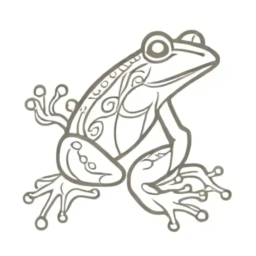 Coqui Frog Taino With Musical And Floral Patterns Around It