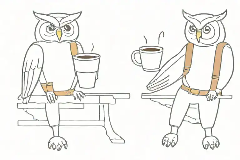 Owl Book Overalls Rainbow Suspenders Coffee Cup