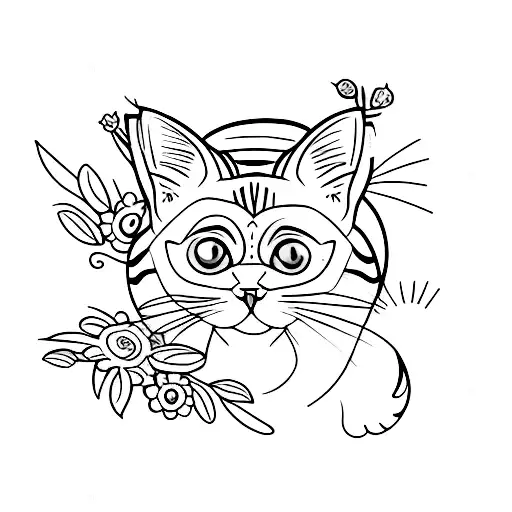 A Cat Smelling Flowers
