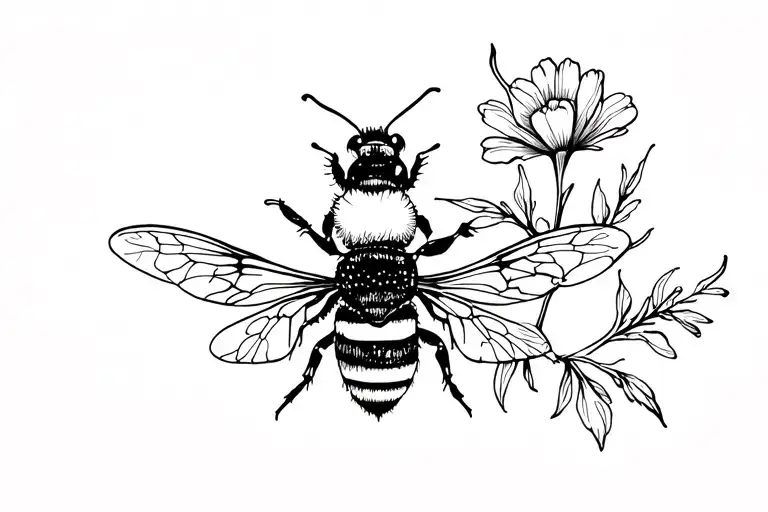 Bee And Flowers
