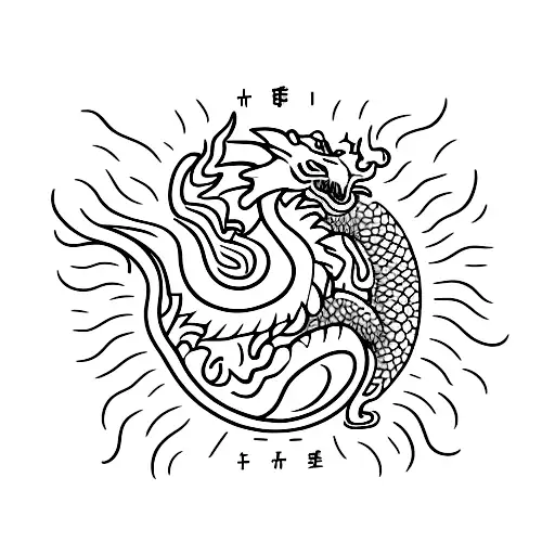 Dragon With Roses Melting Into Fire