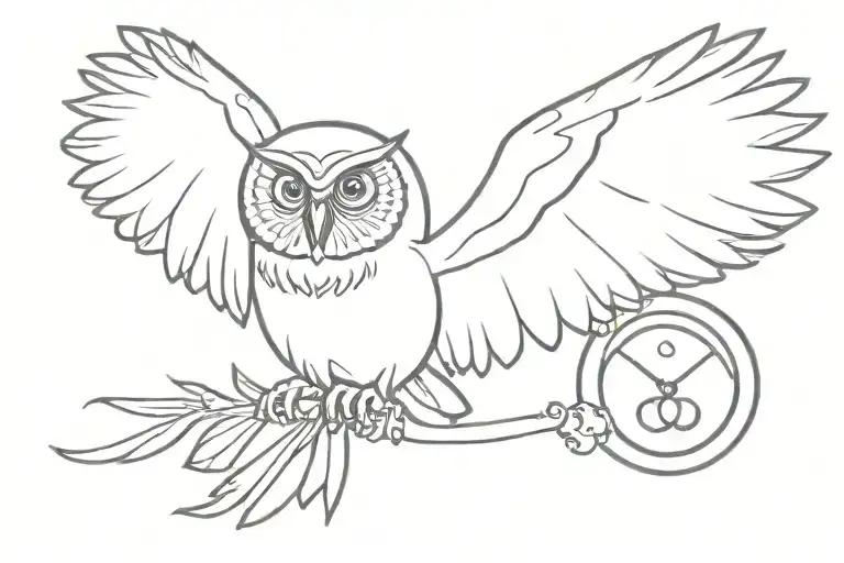 A Flying Owl Holding A Time-turner In Its Talons