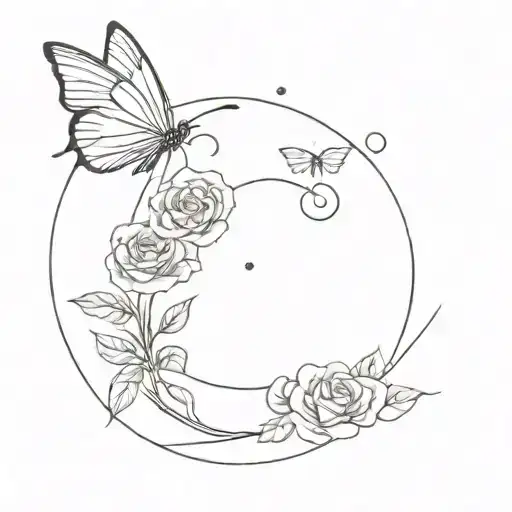 13 Incorporated In A Rose Moon And Butterfly