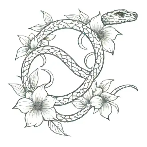 Snake With Flowers
