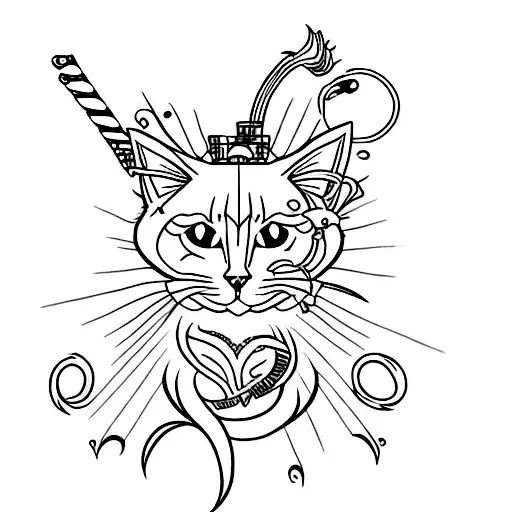 Combine The Passion For Rock Music With The Love For Cats In A Unique Tattoo Design