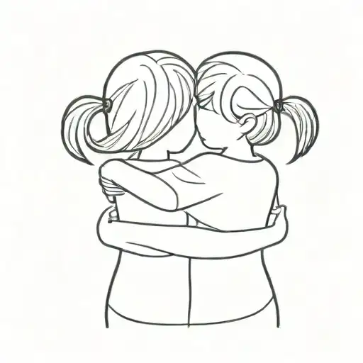 Two Little Girls Hugging Each Other