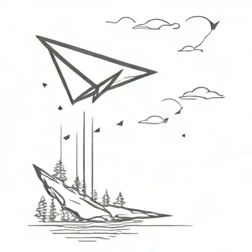 Two Paper Airplane Flying Out Of Woods