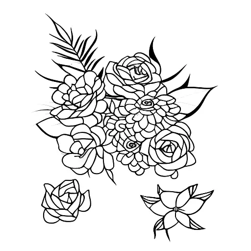 Black Cat With Flower And Exotic Plants