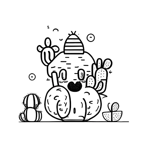 Cute Cactus With Face