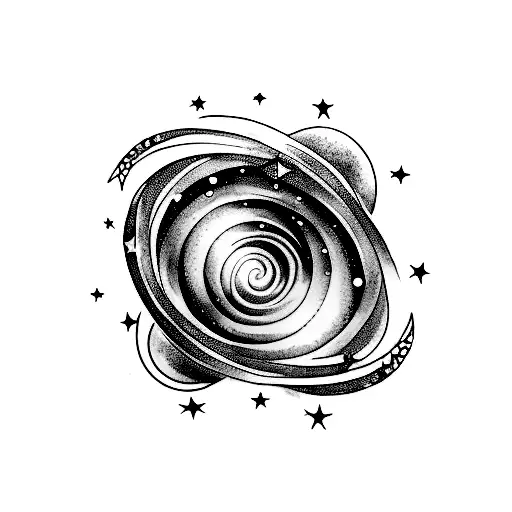 Spiral Galaxy With Stars At Exterior