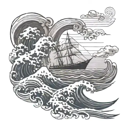 Ocean Wave And Ship