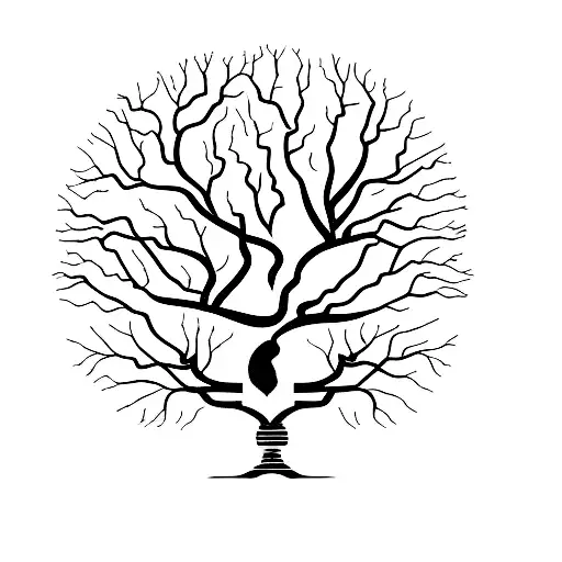 A Minimalist Tattoo Of A Family Tree With Each Branch Representing A Different Member Of Your Family