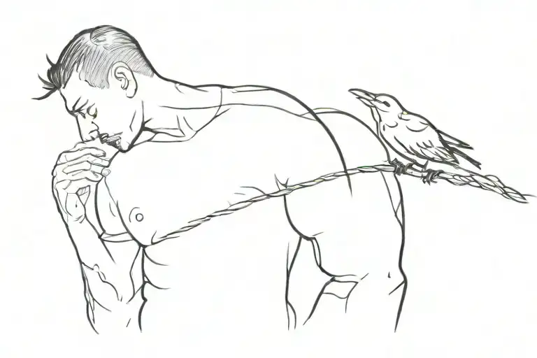 Bird Dragging A Man By His Shirt Hanging