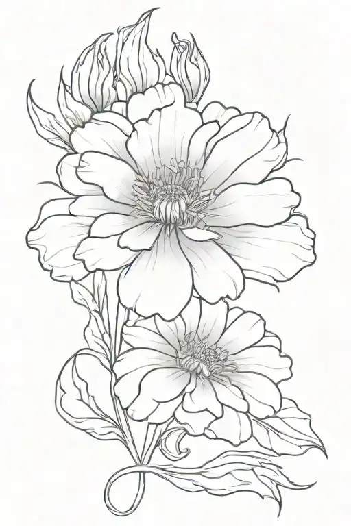 Marigold Flower And Baby Face Profile