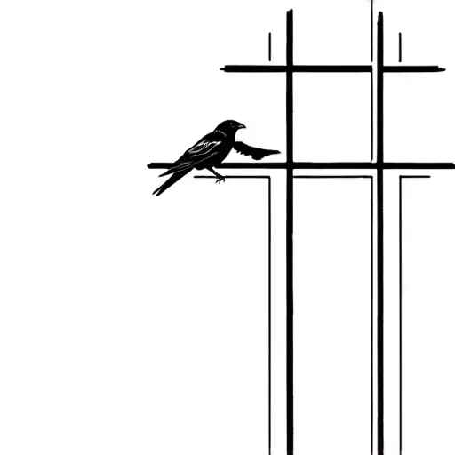 Crow Perched On A Cross