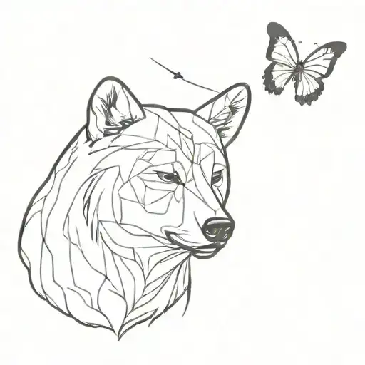 Butterfly And Bear Head